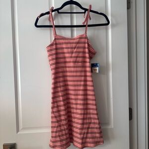 Arizona Jean Company Pink & White Striped Tie-Shoulder Mini Dress